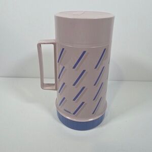 Thermos Vintage Aladdin Beige and Blue Plastic Thermos